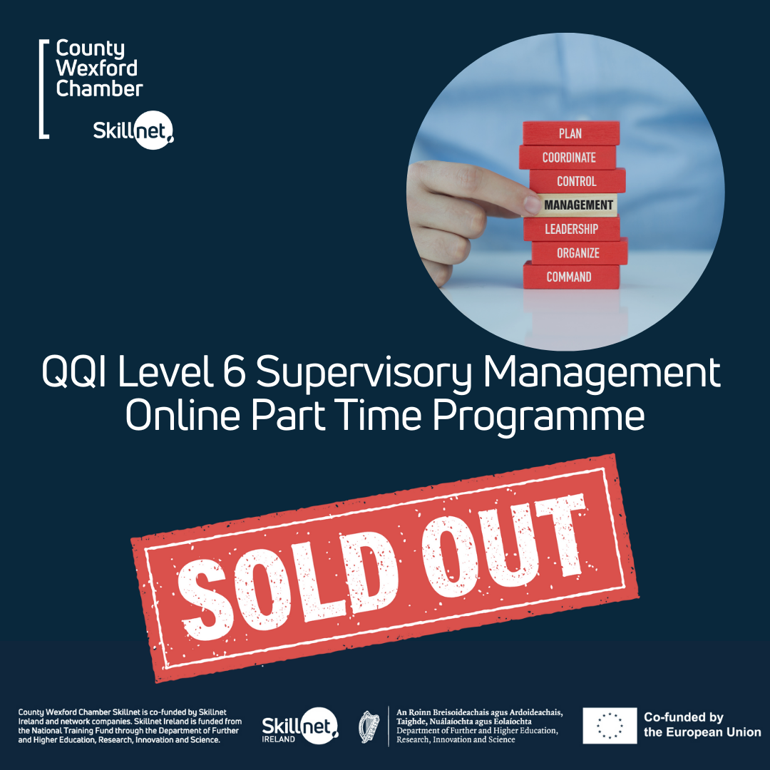 QQI Level 6 Supervisory Management – Online 5 day PT Programme/ 4th February 2026 SOLD OUT!