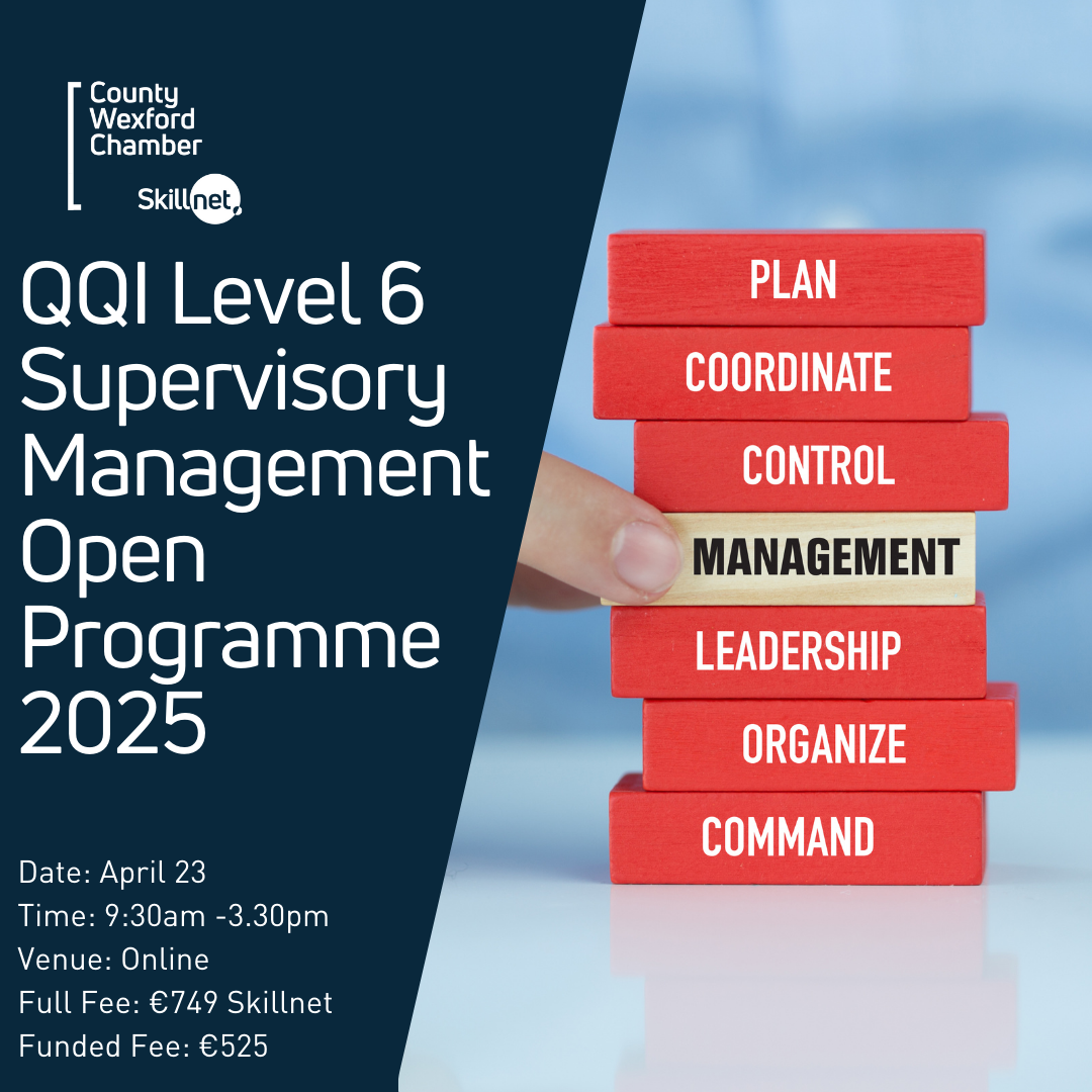 QQI Level 6 Supervisory Management – Online 5 day PT Programme/ 23rd April 2025