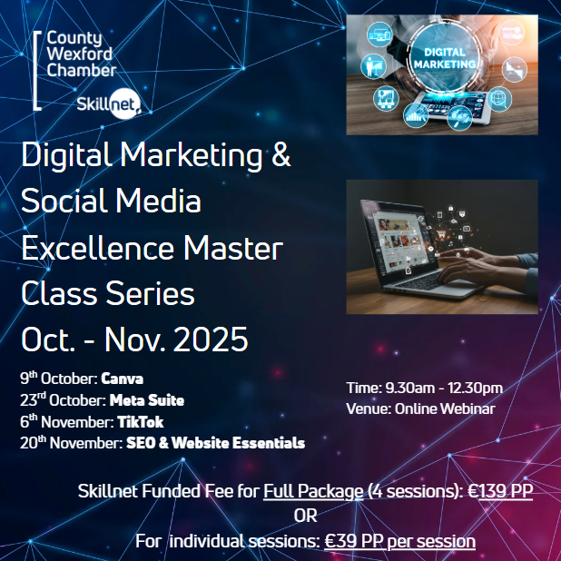 Digital Marketing & Social Media Excellence Master Class Series: Individual sessions or bundle of 4 – Oct & Nov. 2025