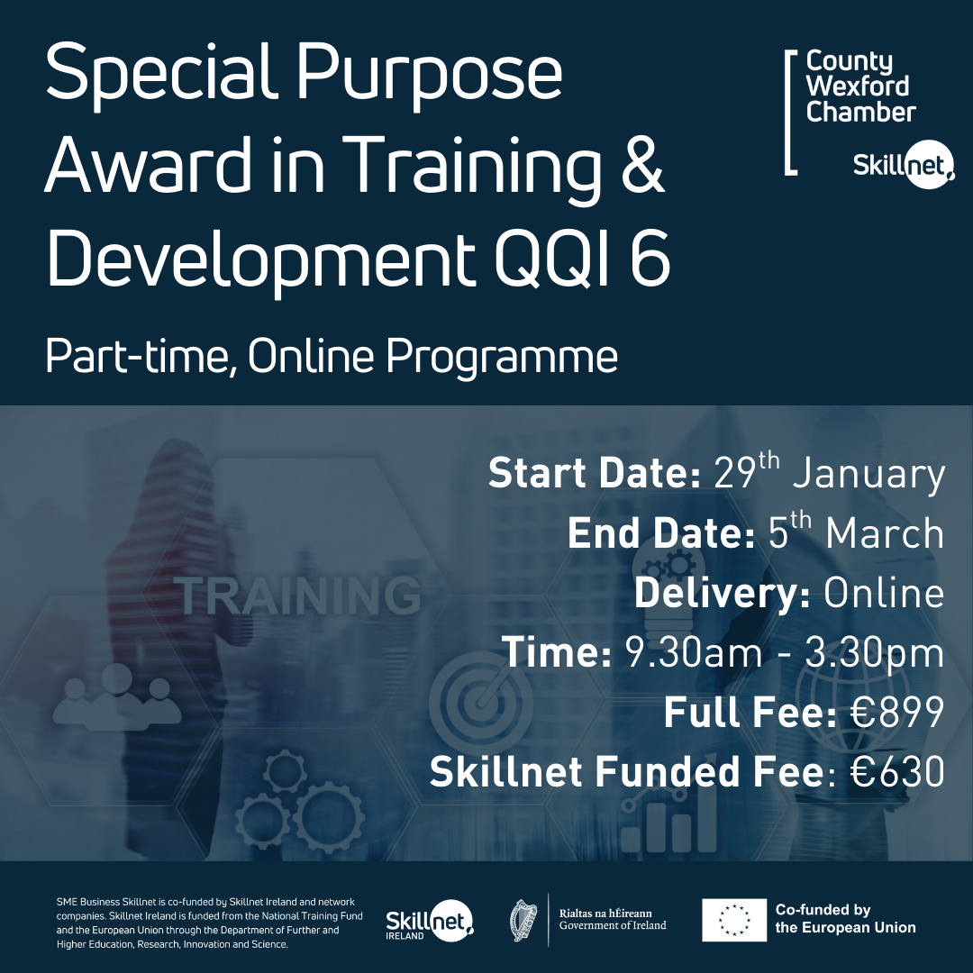 Special Purpose Award in Training & Development QQI 6 – 6 day Online programme: Commencing 29th January 2026