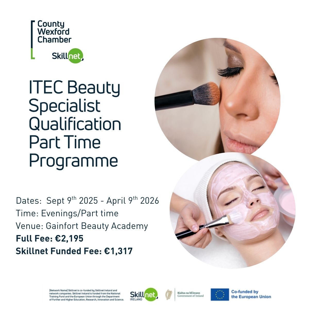 ITEC “Beauty Specialist” Qualification/ Part Time Skillnet Funded Programme: 9th September 2025- 9th April  2026