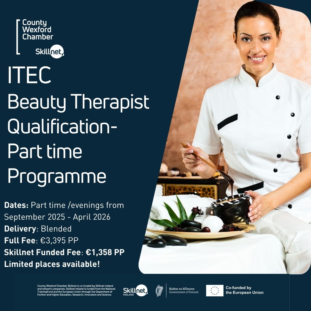 ITEC Part Time Beauty Therapist Qualification/ 60% Skillnet Funded Programme: 10th September – 9th April 2026