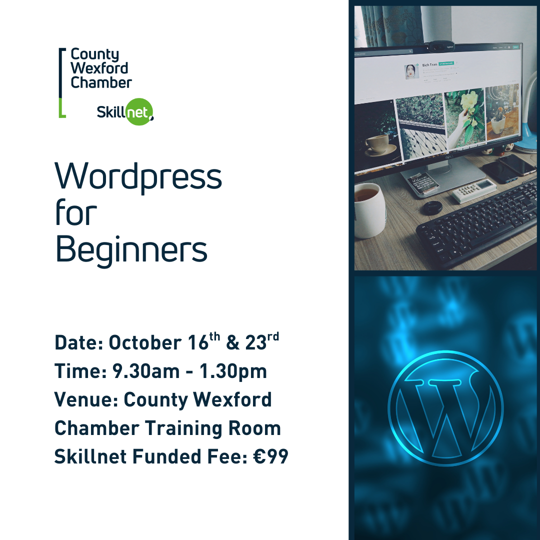 WordPress for Beginners 16th & 23rd October – €99