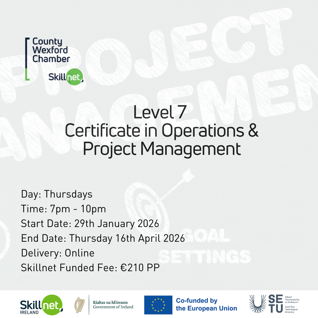 SETU Part Time Certificate in Certificate in Operations and Project Management Level 7 – Online, commencing Thursday 29th January 2026