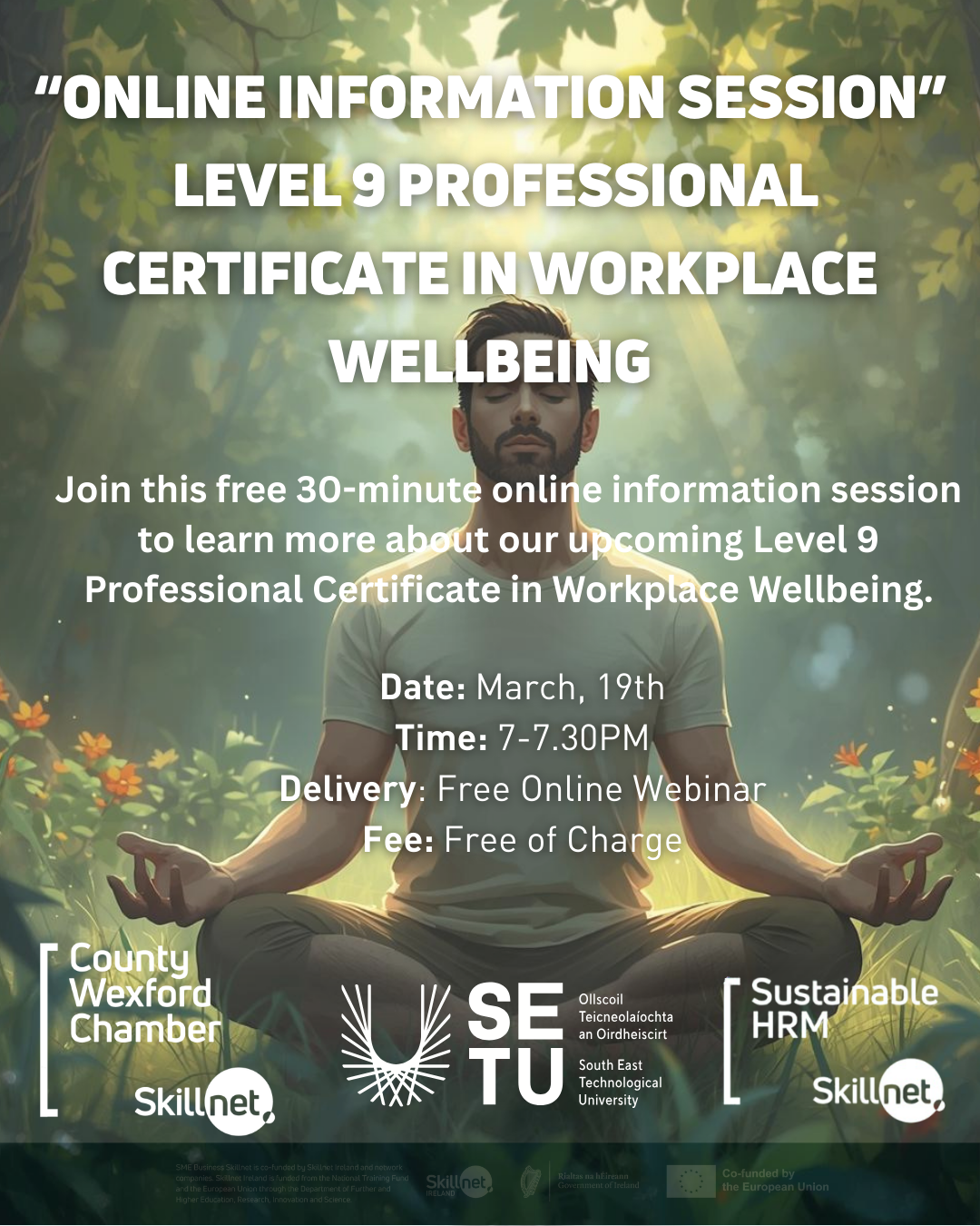 Free Online Information Session:  Level 9 Professional Certificate in Workplace Wellbeing